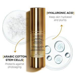 AM/PM Anti-Aging Facial Serum Duo, Deep Hydration, Photoaging Protection with Arabian Cotton Stem Cells & Hyaluronic Acid (AM), Firming & Rejuvenation with Centella Asiatica Stem Cells & Collagen (PM)