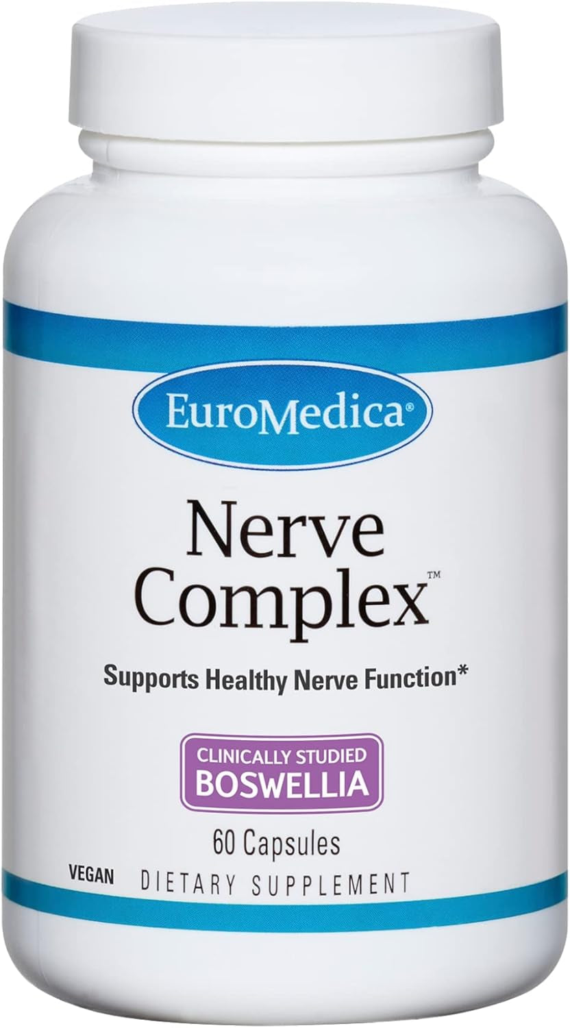 Euromedica Nerve Complex - 60 Capsules - Supports Healthy Nerve Function - Vitamin, Amino Acid & Herb Blend - Supports Healthy Blood Circulation - 30 