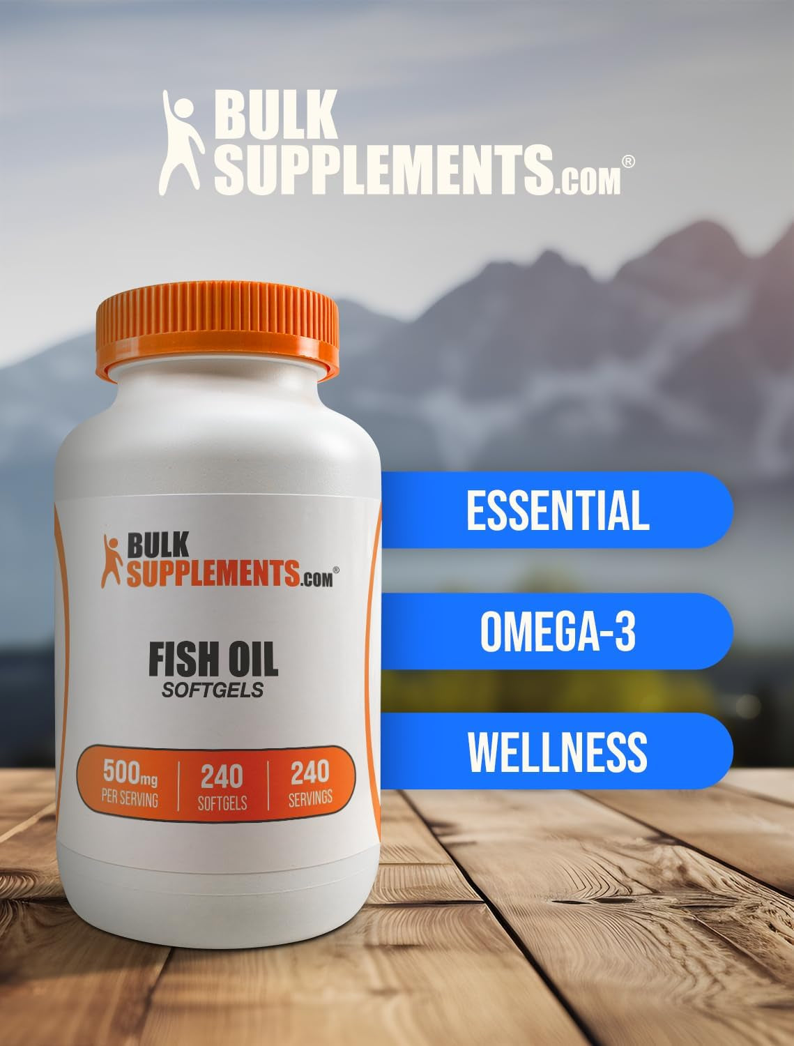 Bulksupplements.Com Fish Oil 500Mg Softgels - Omega 3 Supplements, Fish Oil Supplements, Fish Oil Pills - Gluten Free, 1 Softgel per Serving, 240 Softgels (Pack of 1)