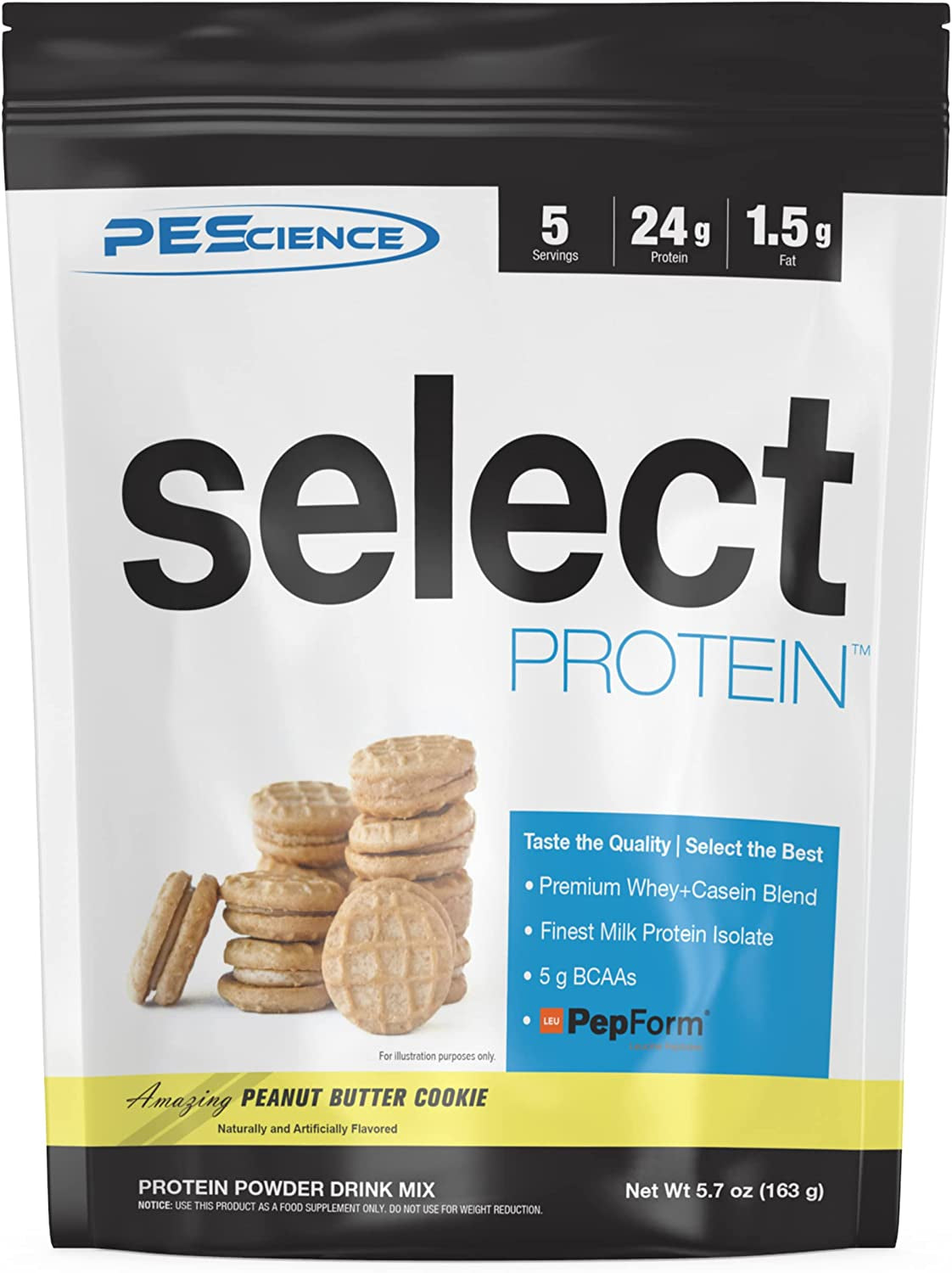 Pescience Select Low Carb Protein Powder, Peanut Butter Cookie, 5 Serving, Keto Friendly and Gluten Free
