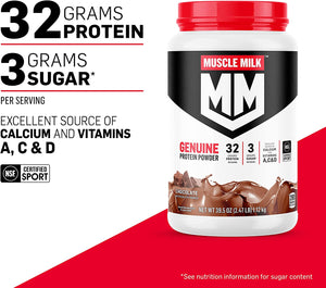 Muscle Milk Genuine Protein Powder, Cookies 'N Crème, 2.47 Pound, 16 Servings, 32G Protein, 2G Sugar, Calcium, Vitamins A, C & D, NSF Certified for Sport, Energizing Snack, Packaging May Vary