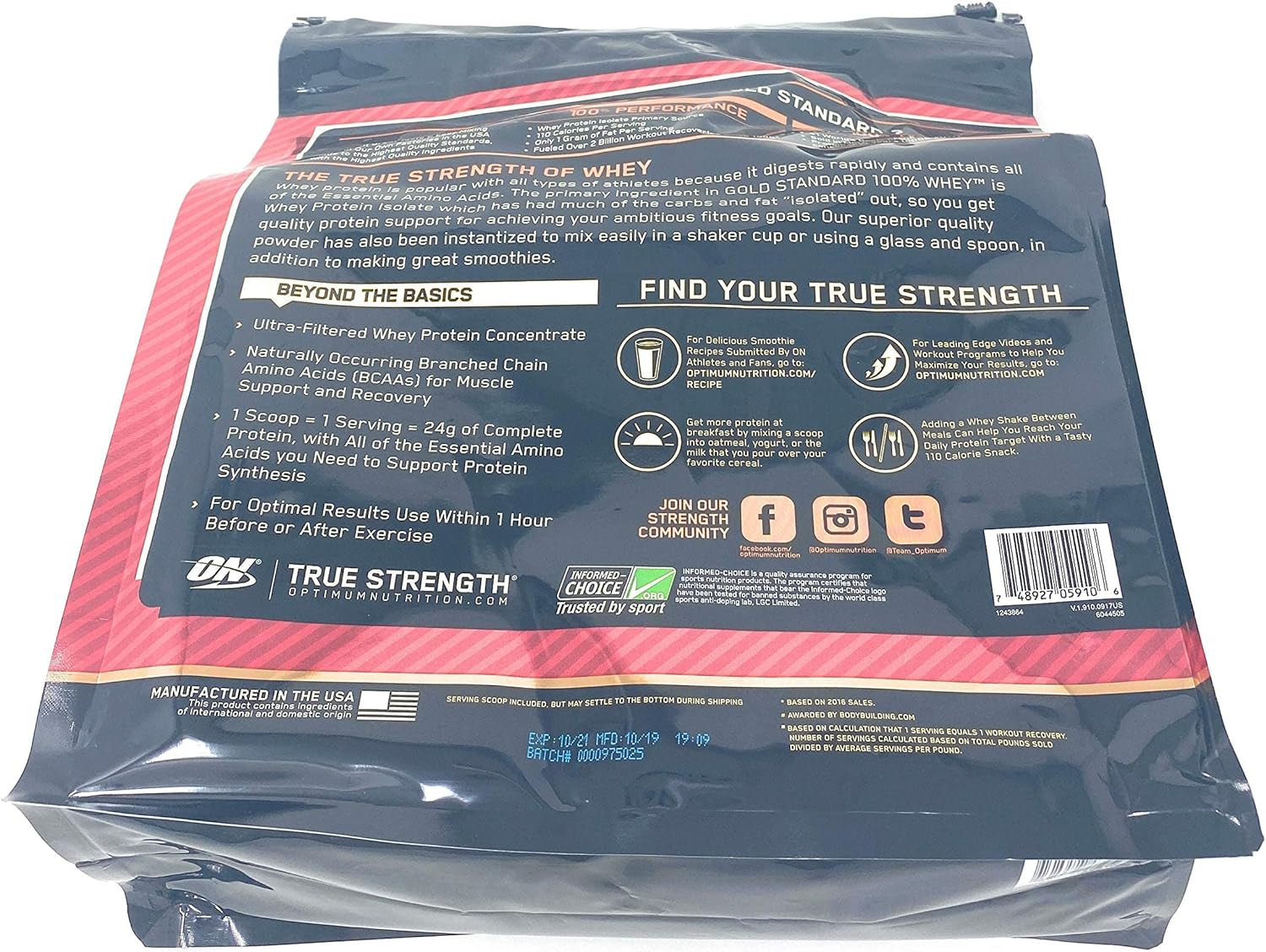 Optimum Nutrition 100% Whey Gold Standard, Vanilla Ice Cream, 2 Pound 