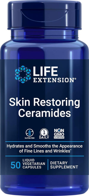 Life Extension Skin Restoring Ceramides, 50 Veg Capsules - Vegan Phytoceramide Supplement