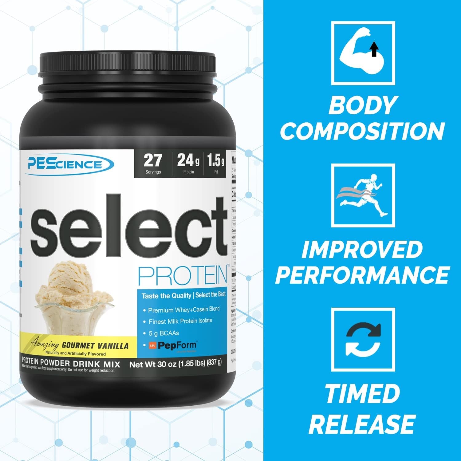 Pescience Select Protein, Cookies and Cream, 27 Serving, Premium Whey and Casein Blend 