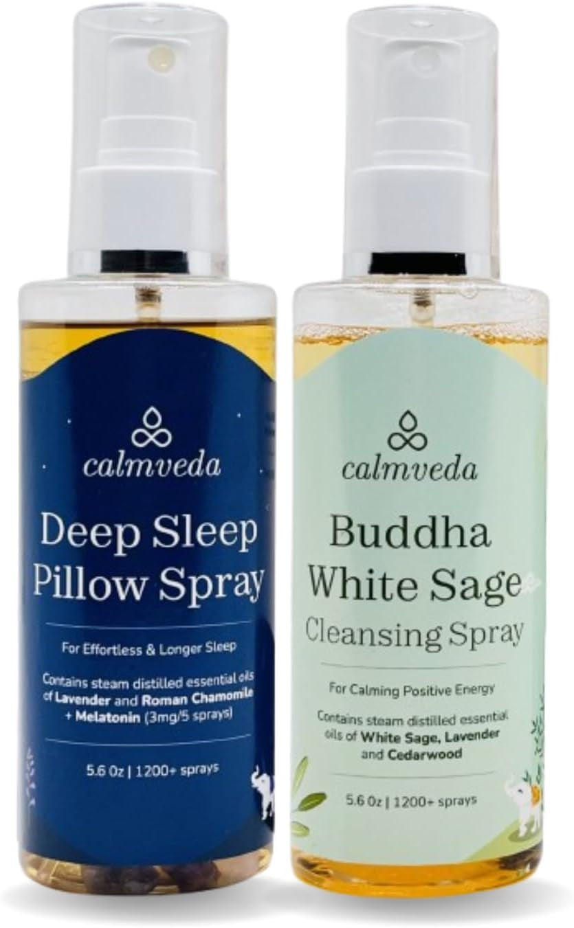 Sacred Sleep & Energy Cleanse Bundle: Lavender Melatonin Pillow Spray + Monk-Blessed White Sage Mist | Non-Habit Forming Deep Sleep & Spiritual Protection (1200+ Sprays Each)