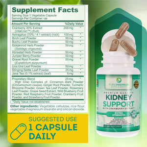 Purepremium Kidney Support Supplement for Men and Women - with Cranberry Extract to Support Urinary Tract, Normal Bladder Function and Supports Kidney'S Health - 4 Months Supply - 120 Capsules 