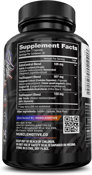 Testosterone Booster for Men – Estrogen Blocker & Natural PCT Post Cycle Therapy - Fenugreek, Tongkat Ali - Boost Stamina, Strength, Endurance, Energy, Vitality, & Muscle Growth – 60 Capsules