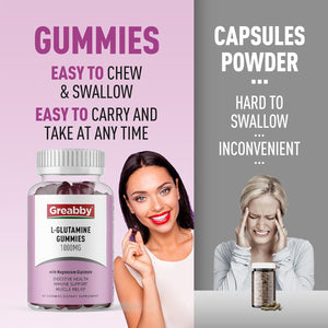 L Glutamine 1000Mg Gummies - Muscle Relief & Immune Support, Amino Acid Supplement with Magnesium Glycinate, Vegan & Non-Gmo, Gluten Free (60 Count)