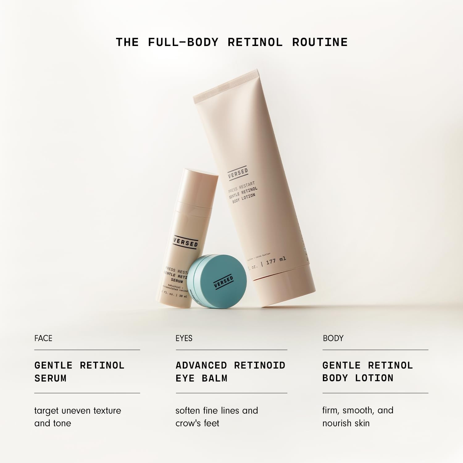 Versed Press Restart Retinol Body Lotion - Cocoa Butter + Squalane Moisturizer for Dry Skin - Firming Body Retinol to Smooth Texture & Brighten Skin - Body Breakout Treatment (6 Oz)