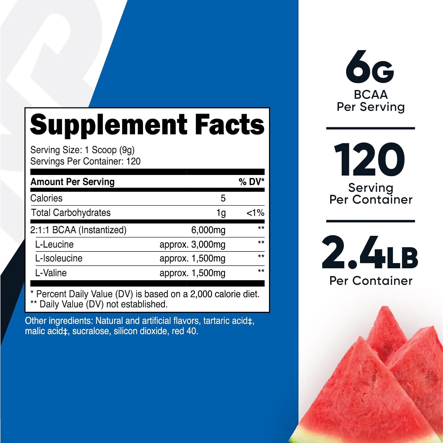 Nutricost BCAA Powder 2:1:1 (Watermelon, 120 Servings) - Gluten Free, Non-Gmo, Vegetarian