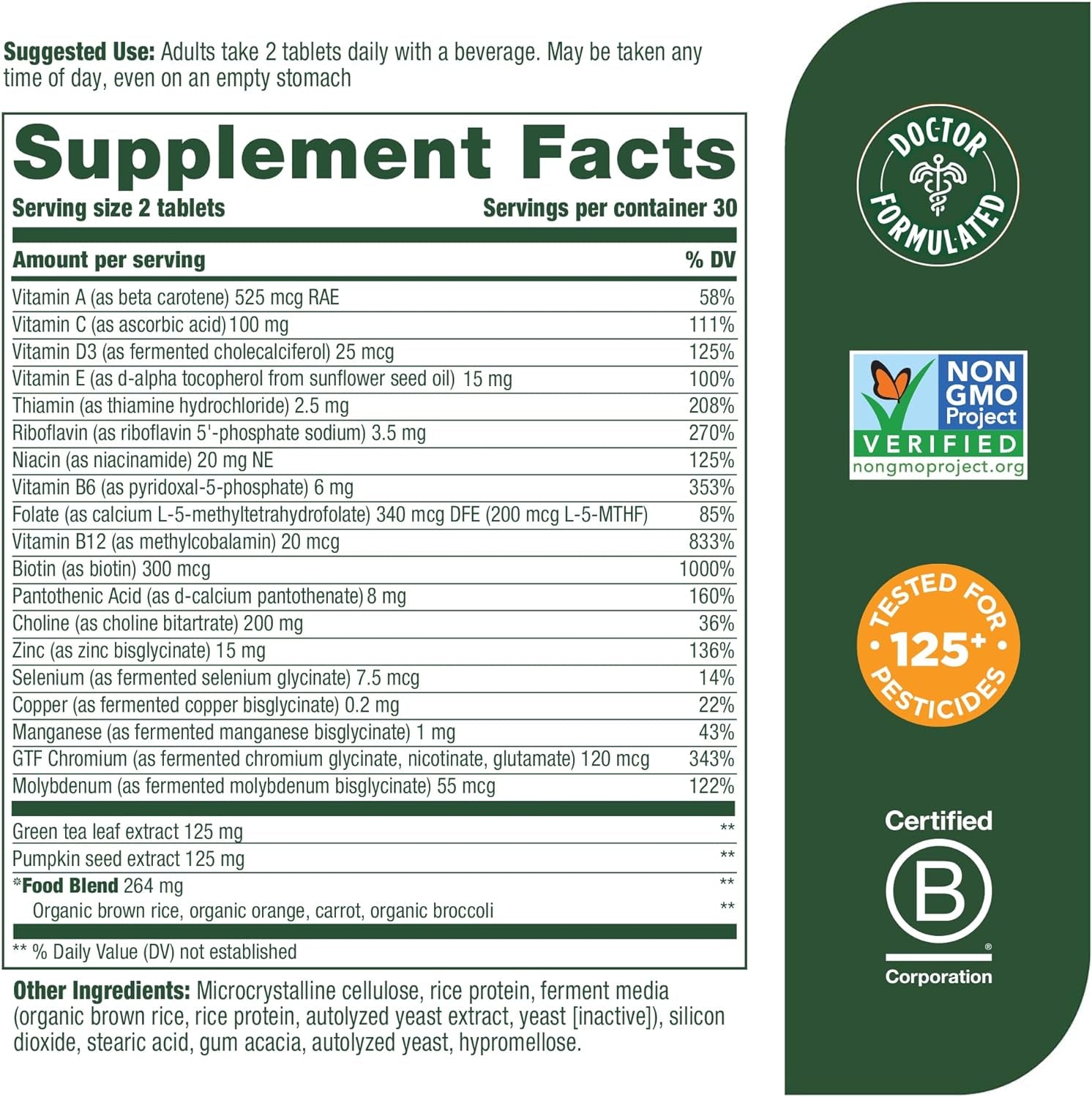 Megafood Men'S 55+ Advanced Multivitamin for Men - Doctor-Formulated -Choline, Vitamin D, Vitamin B12 – plus Real Food – Brain Health Supplement for Adults & Immune Support - 60 Tabs (30 Servings)