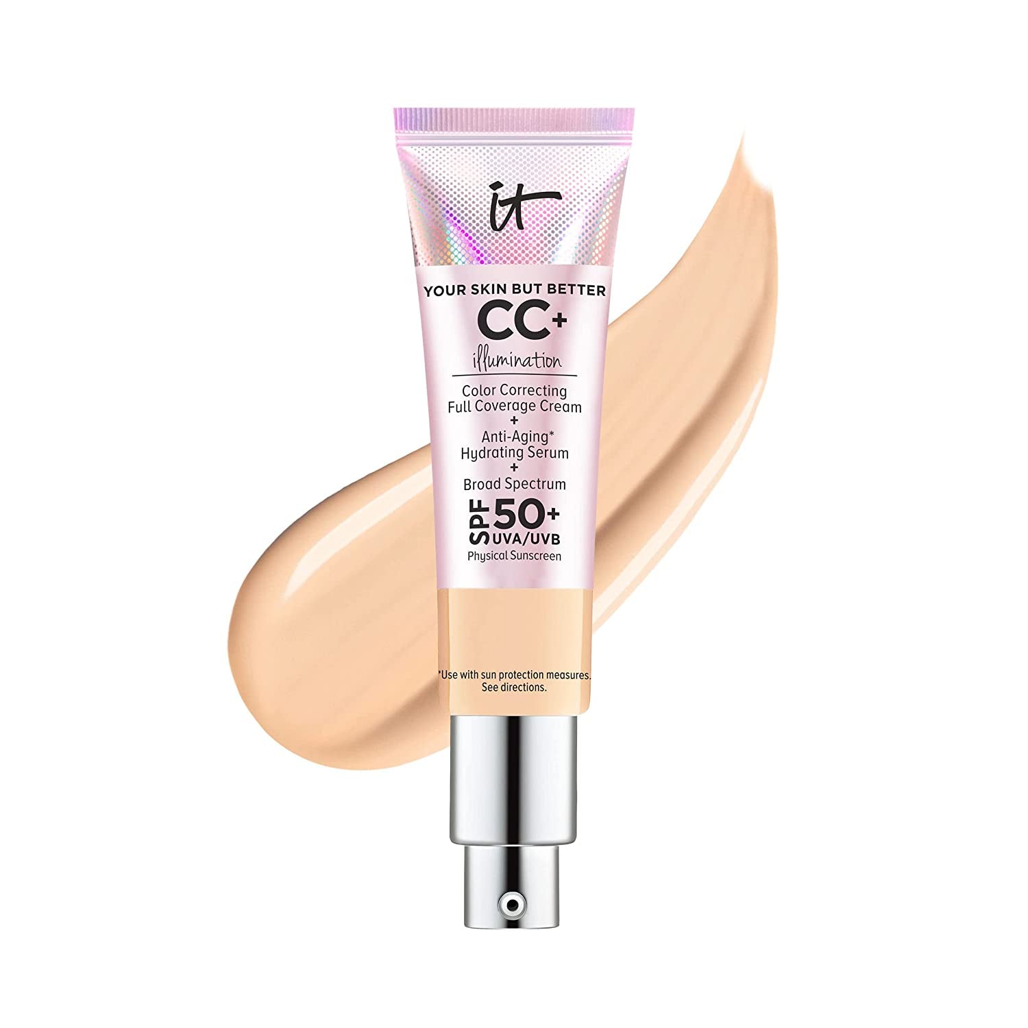 IT Cosmetics Your Skin but Better CC+ Cream Illumination - Color Correcting Cream, Full-Coverage Foundation, Hydrating Serum & SPF 50+ Sunscreen Radiant Finish 1.08 Fl Oz 
