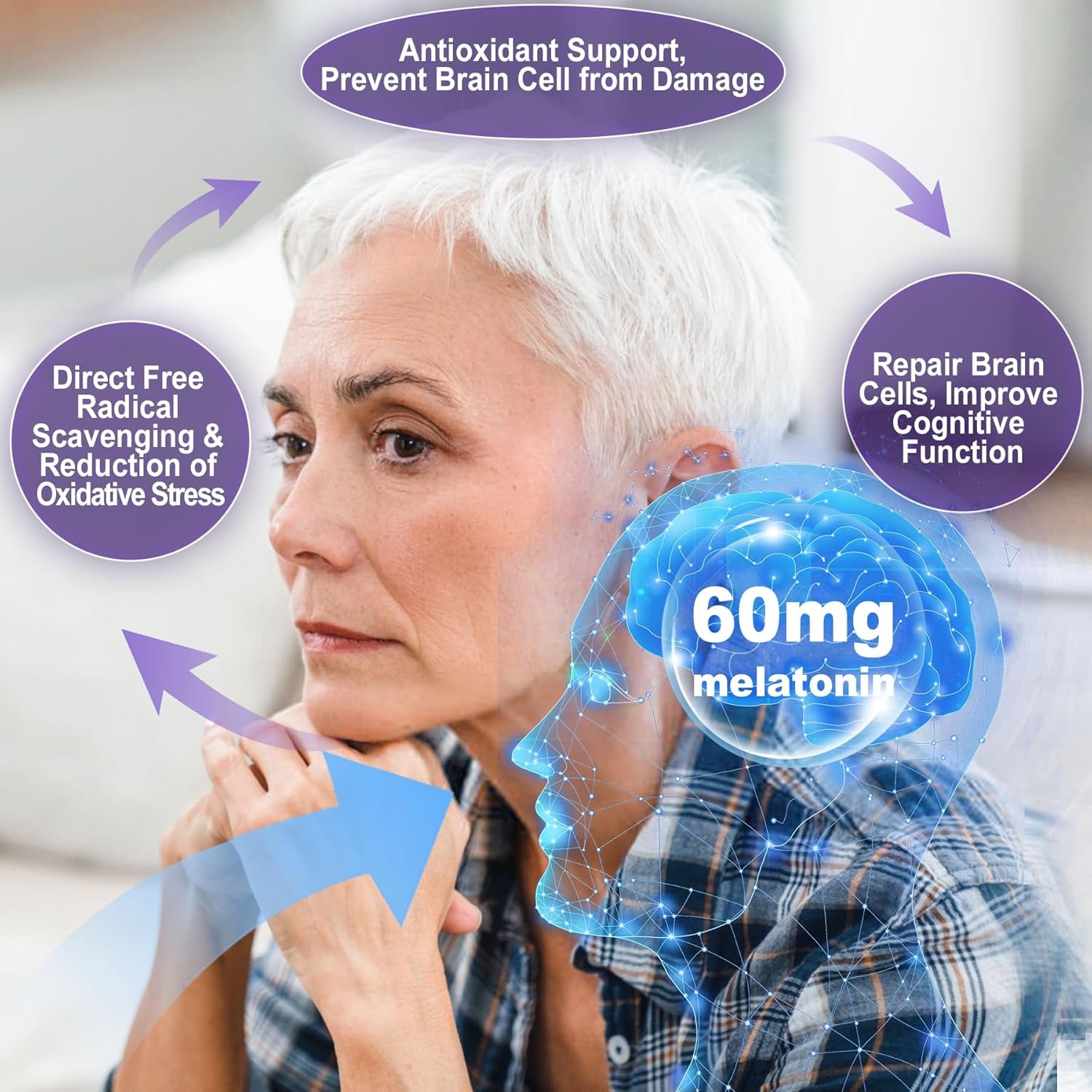 NEVISS Melatonin 60Mg, Organic Spirulina & Chlorella Gummies, 2 Pack