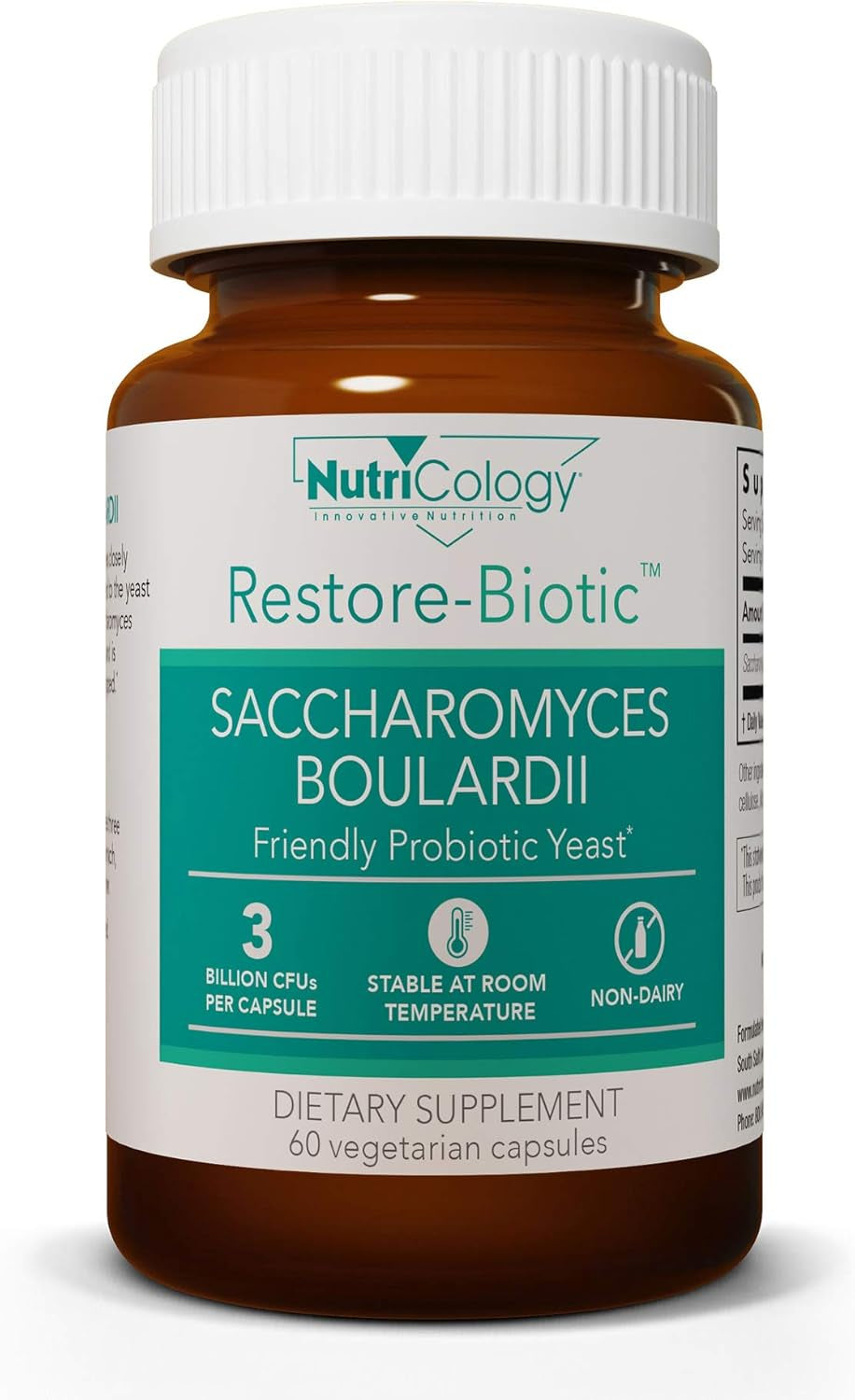 Nutricology Saccharomyces Boulardii Probiotic Supplement - S. Boulardii Probiotic Yeast 450Mg, Friendly Probiotic Establishment, GI Tract Support - 120 Count