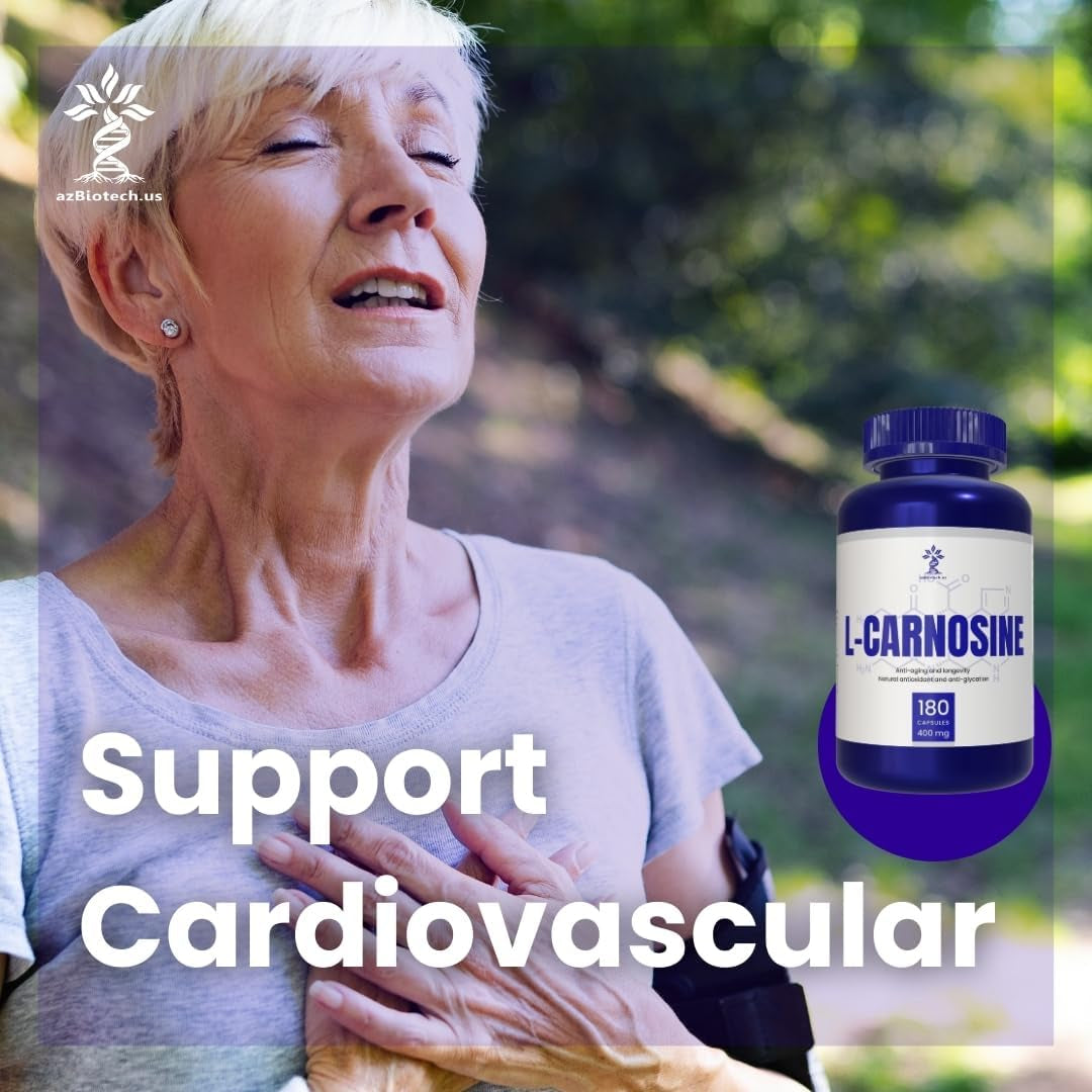 L-Carnosine 400Mg Capsules, 180 Count, L-Carnosine Supplement for Immune Support, Cellular Health, Energy Production, and Performance Enhancement 