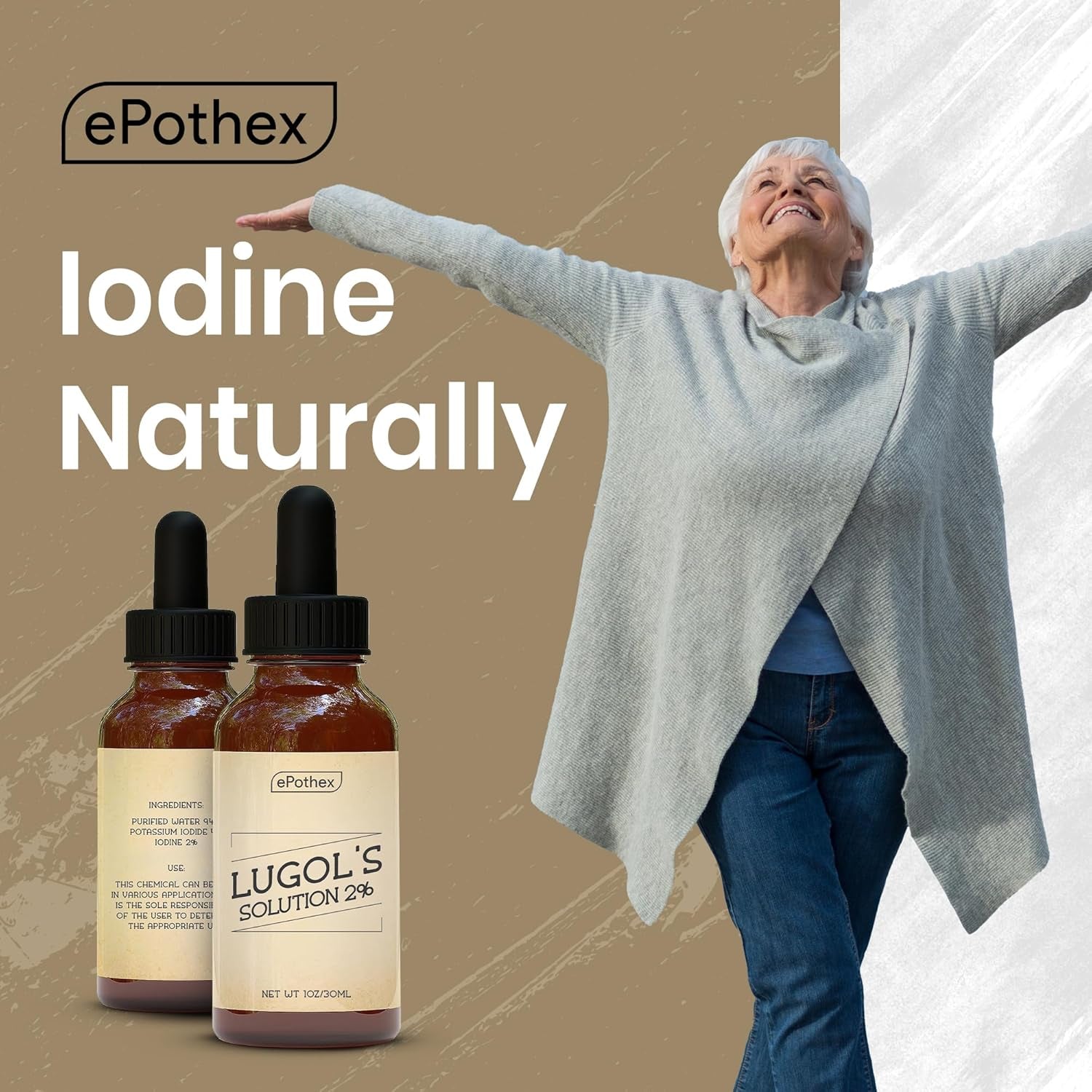 Lugol'S Solution 2% 2Oz Glass Dropper Bottle. Contains Potassium Iodide and Iodine, 60Ml 