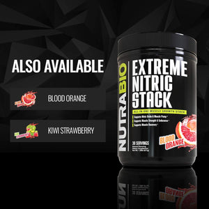 Nutrabio Extreme Nitric Stack, Nitric Oxide and Cell Volumizing Formula - 30 Servings (Kiwi Strawberry) 