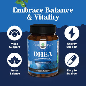 DHEA 100Mg for Men and Women - Vegan High Strength DHEA Supplement for Women & Men for Enhanced Energy and Hormone Balance for Women & Men - Men and Womens Hormone Balance Supplement (6 Month Supply)