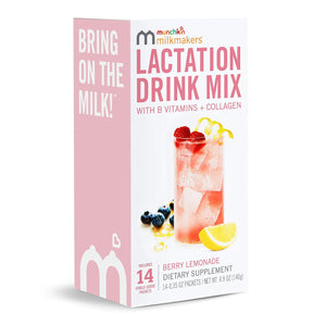 ® Milkmakers® Lactation Drink Mix Supplement with B Vitamins/Collagen/Fenugreek & Milk Thistle for Breastfeeding Moms, Berry Lemonade, 14 Count