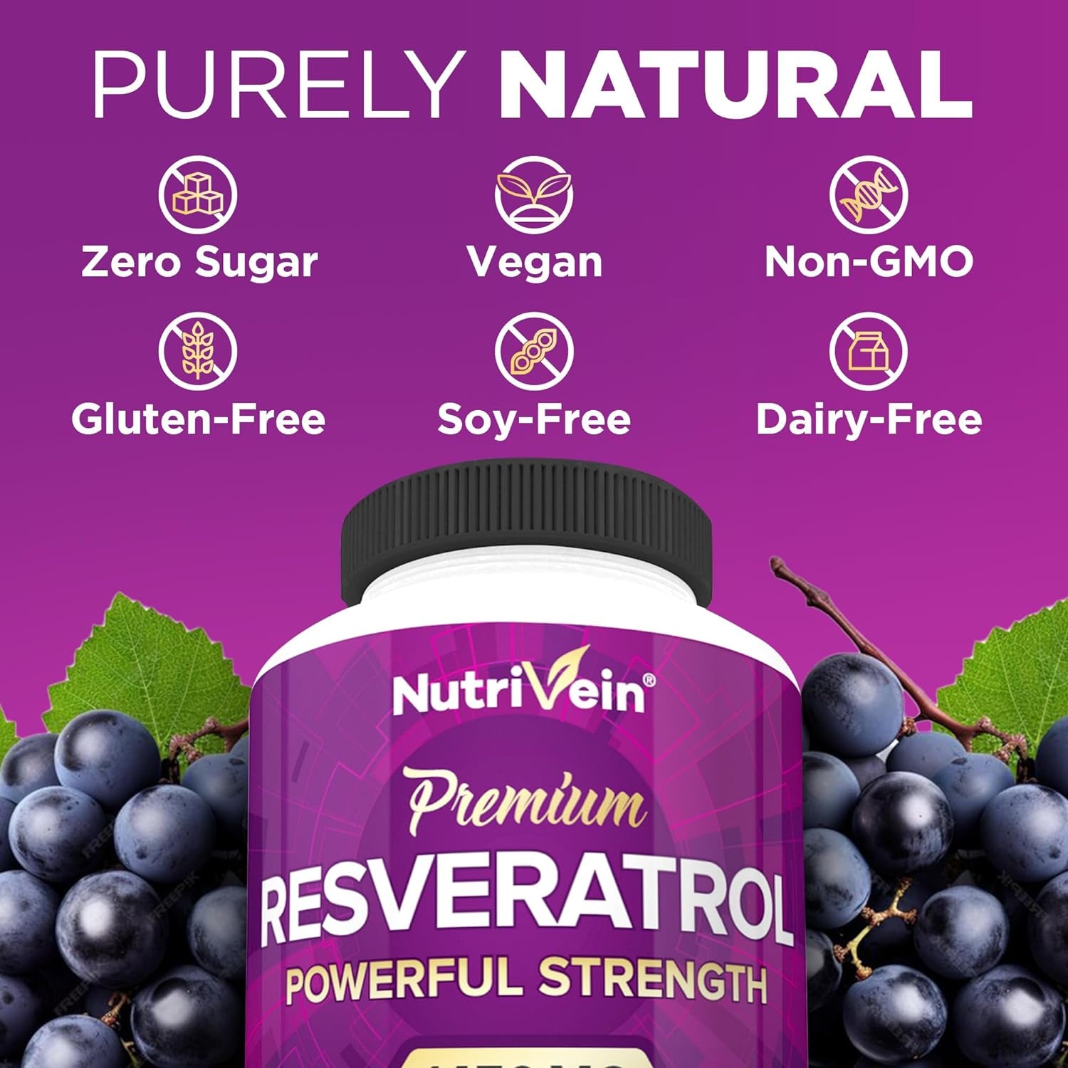 Resveratrol 1450Mg - Antioxidant Supplement 120 Capsules – Supports Healthy Aging & Promotes Immune, Brain Boost & Joint Support - Made with Trans-Resveratrol, Green Tea Leaf, Acai Berry
