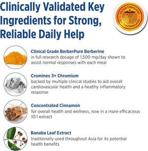Glucogold with 1500 Mg per Day of Berberpure Berberine, Concentrated Cinnamon, Chromium, Banaba Leaf Extract (90 Tablets) 