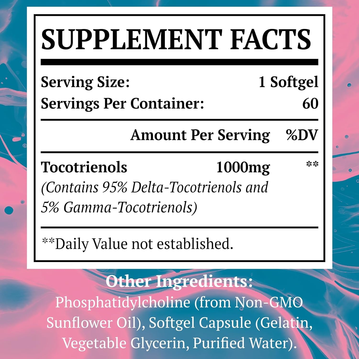 Liposomal Tocotrienols Supplement 1000Mg, Vitamin E, Advanced Formula with 95% Delta-Tocotrienols, 5% Gamma-Tocotrienols - 60 Softgels （2 Bottle）