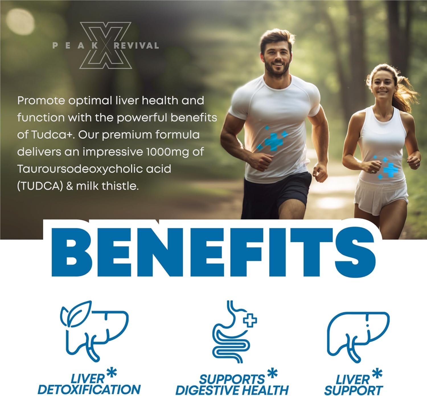 TUDCA+ 1000Mg Bile Salt Supplement for Liver Support, Detoxification, Digestive Health, Inflammation, and Skin Health - Made in the USA (60 Vegan Capsules)