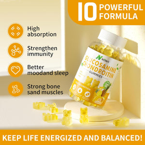 Glucosamine Chondroitin Gummies with MSM & Elderberry Extra Strength - Joint Support, Antioxidant Immune Support Supplement for Adults, Men & Women-Pineapple Flavor-90 Count