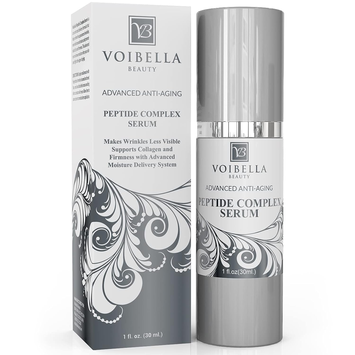 Peptide Complex Serum & Collagen Support for Face - Natural & Organic anti Aging Skin Serum - Peptides, Hyaluronic Acid, Amino Acids & Vitamin E for Wrinkles, Hydrating, Firming & Elasticity 