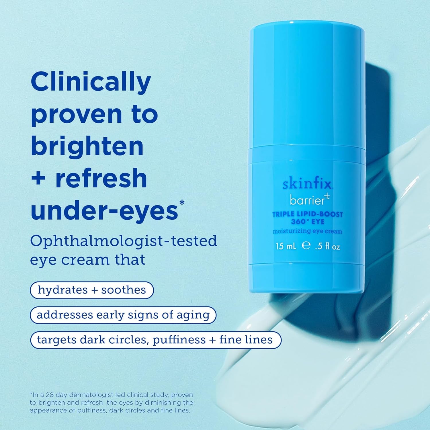 Skinfix Barrier+ Triple Lipid-Boost 360° Eye Cream: Targets Dark Circles, Puffiness, and Fine Lines around Eyes and Lids, Clinically Proven to Brighten and Refresh Eyes, 0.5 Oz