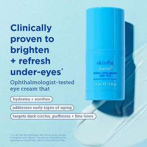 Skinfix Barrier+ Triple Lipid-Boost 360° Eye Cream: Targets Dark Circles, Puffiness, and Fine Lines around Eyes and Lids, Clinically Proven to Brighten and Refresh Eyes, 0.5 Oz