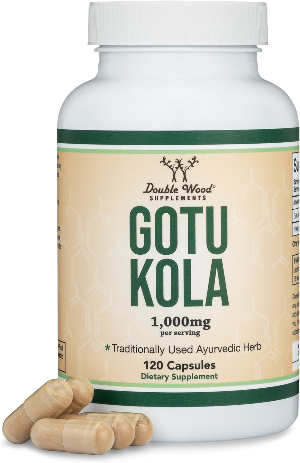 Gotu Kola Capsules (Centella Asiatica) 1,000Mg of per Serving (120 Capsules) No Fillers, Vega, Safe, Non-Gmo, Gluten Free (Gotu Kola Extract for Relaxation and Cognitive Function) by Double Wood
