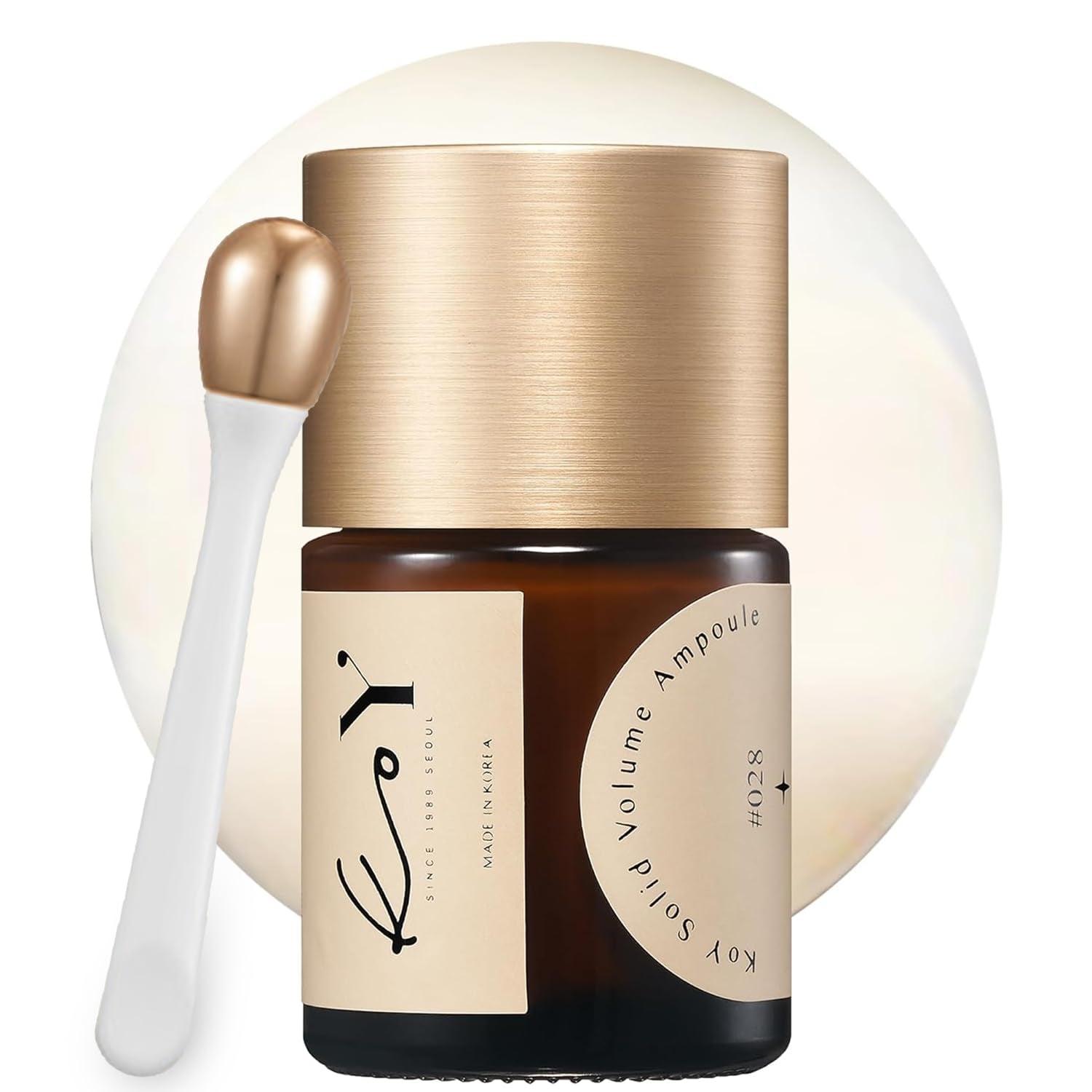 KOY Solid Volume Ampoule with Face Roller Spatula Appliactor - Filling with 71% High-Density Protein Base - Wrinkle Reduction and Elasticity - Unique Texture between Ampoule and Cream , 1.18 Fl.Oz