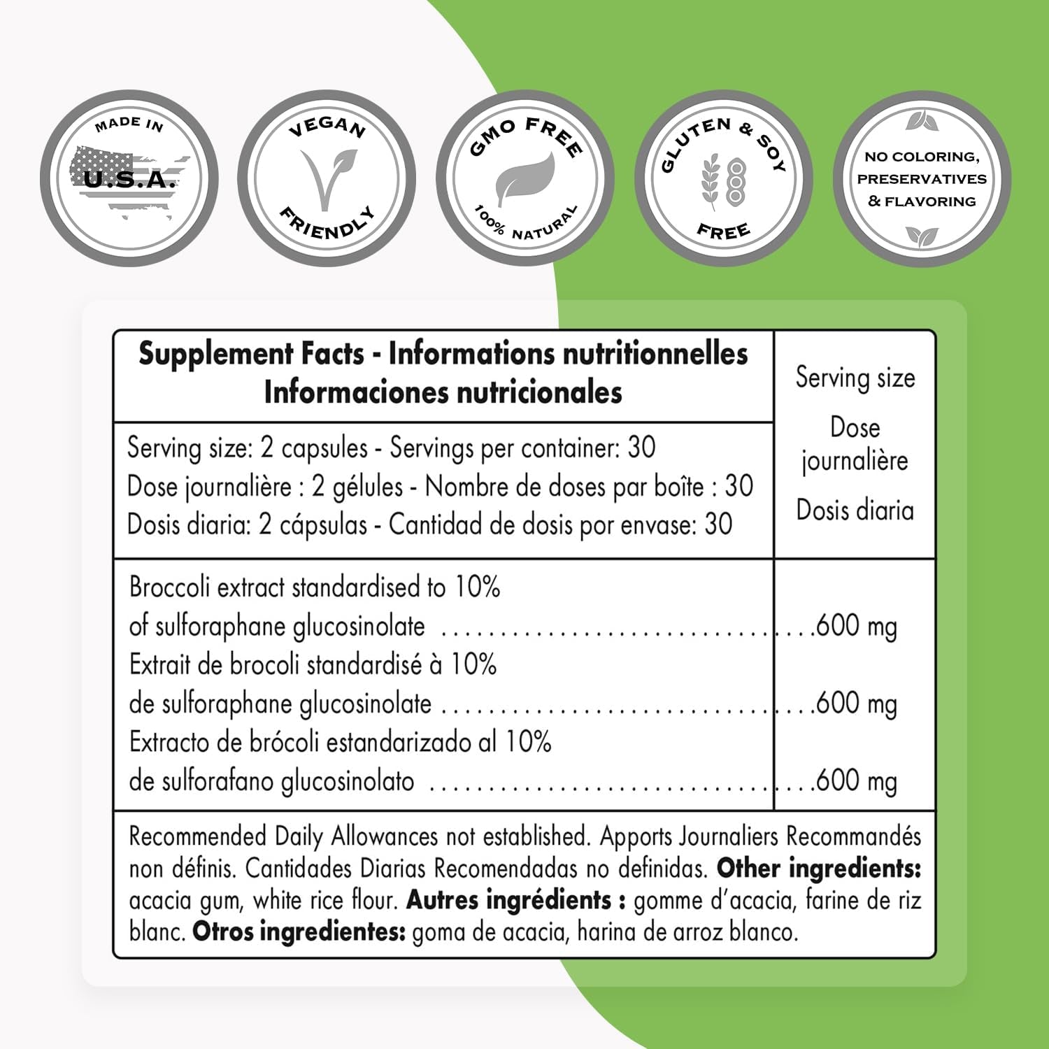 Supersmart - Broccoli Sulforaphane Glucosinolate 600Mg per Day (High Strength) - 10% SGS with Myrosinase - Broccoli Supplement | Non-Gmo & Gluten Free - 60 Vegetarian Capsules 