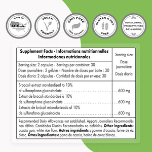 Supersmart - Broccoli Sulforaphane Glucosinolate 600Mg per Day (High Strength) - 10% SGS with Myrosinase - Broccoli Supplement | Non-Gmo & Gluten Free - 60 Vegetarian Capsules 