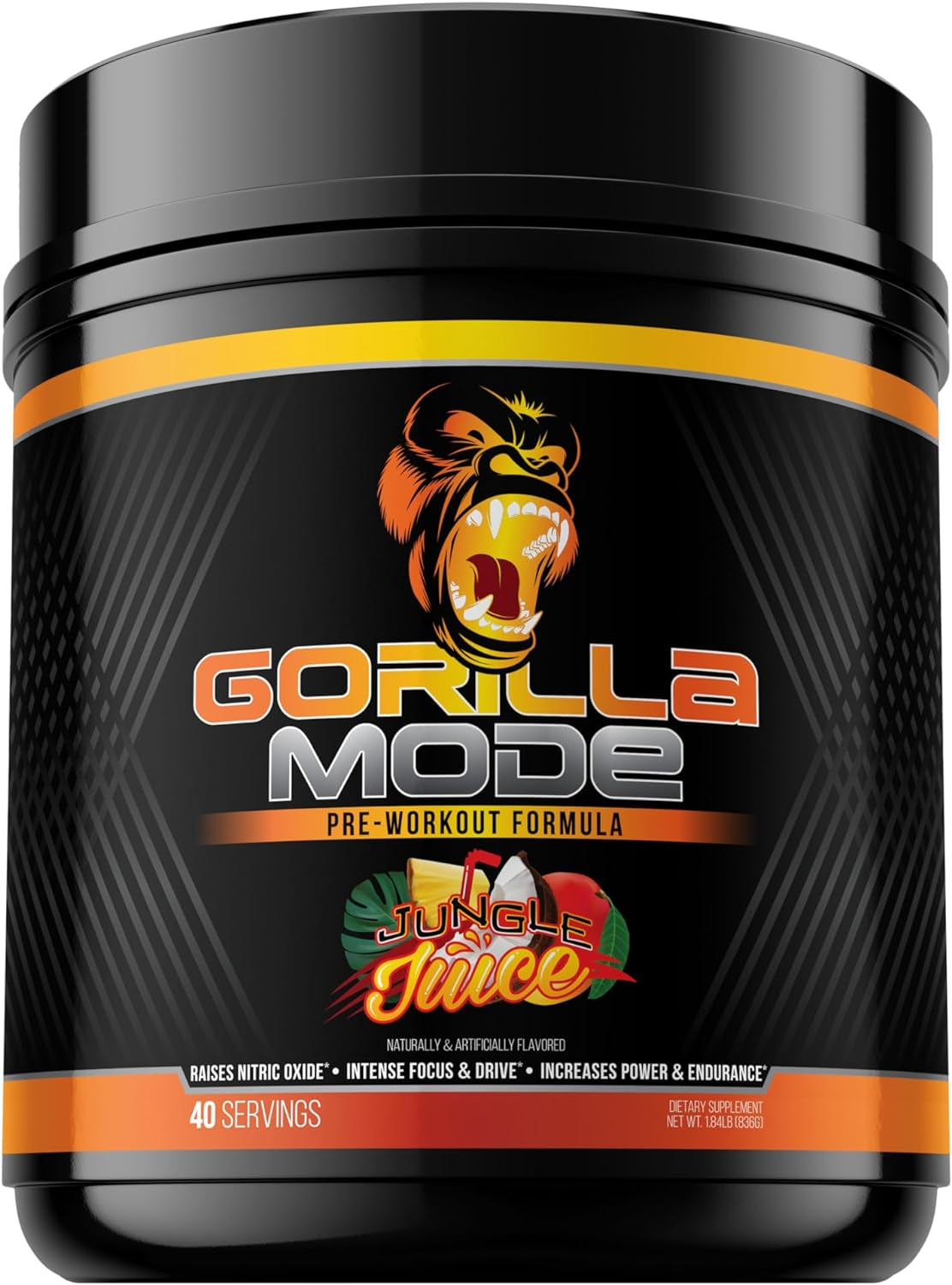 Gorilla Mode Pre Workout - Massive Pumps · Laser Focus · Energy · Power - L-Citrulline, Creatine, L-Tyrosine, Betaine, Hydroprime , Alpha-Gpc, 400Mg 