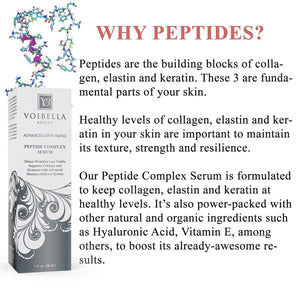 Peptide Complex Serum & Collagen Support for Face - Natural & Organic anti Aging Skin Serum - Peptides, Hyaluronic Acid, Amino Acids & Vitamin E for Wrinkles, Hydrating, Firming & Elasticity 