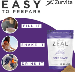 Zurvita Zeal for Life 30-Day Wellness Bag, 420 Grams, Wild Berry (Guarana Free)