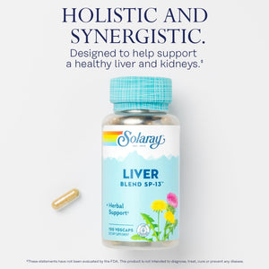 Liver Blend SP-13, Traditional Liver Cleanse Detox & Repair Support with Milk Thistle, Dandelion, Burdock, Artichoke Leaf, Kelp, Peppermint, and Trace Minerals, 100 Servings, 100 Vegcaps