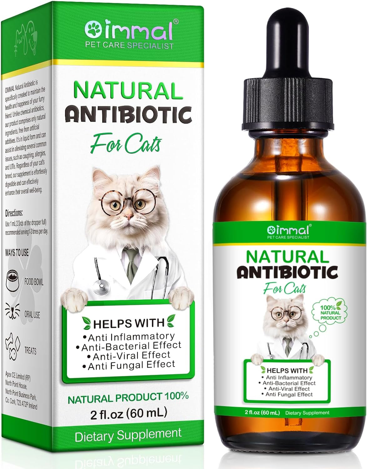 Antibiotics for Cats, Natural Antibiotic for Cats, Pet Supplements, Cat Antibiotics Supports Immune & Cats Allergy Relief, Cats Multivitamin, Cats UTI Antibiotics, Chicken Flavour - 2 Fl Oz / 1 Pack