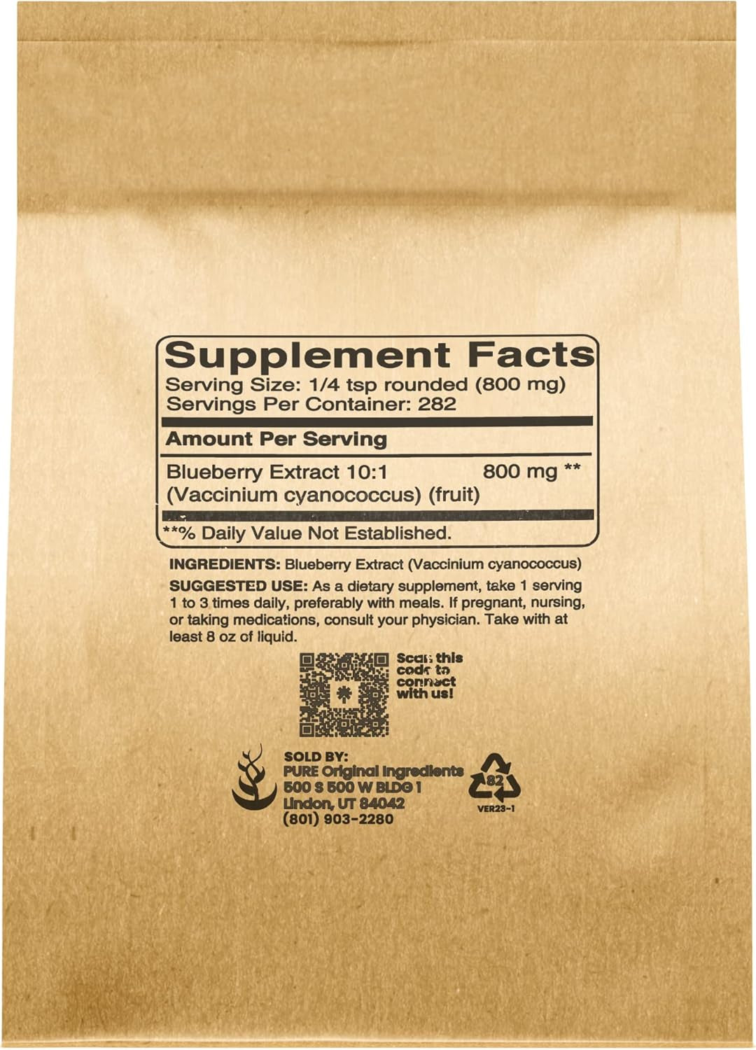 Pure Original Ingredients Blueberry Extract (8Oz) Non-Gmo, Gluten-Free, Non Fillers or Additives