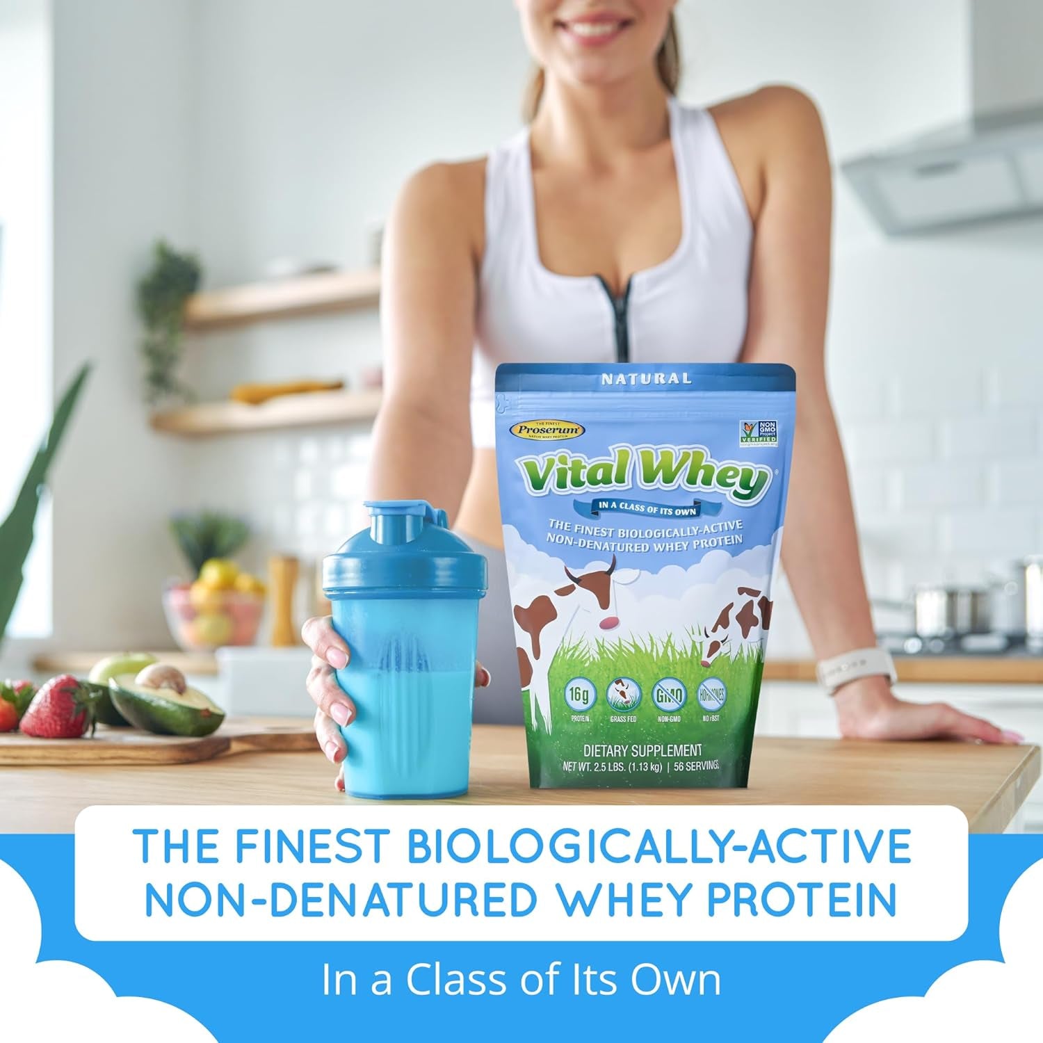 Vital Whey - Natural-15G Protein per Serve - Clean Holistic Grass-Fed Whey Powder for Immune Vitality - Wellness Nutrition - 600G