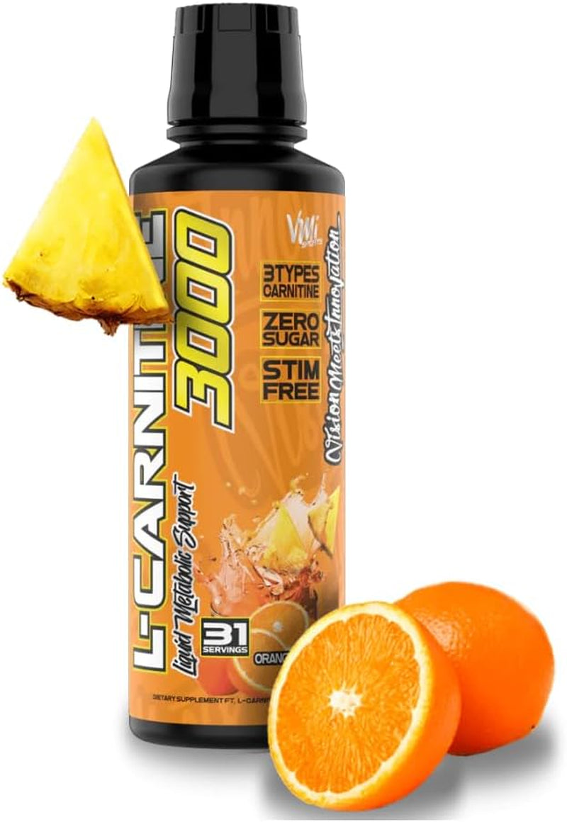L-Carnitine 3000 Liquid | 3000 Mg Carnitine Supplement | Zero Calorie Zero Sugar Keto Friendly for Men and Women – Great Tasting| 31 Servings (Orange Pineapple, 16 Fl. Oz.) 