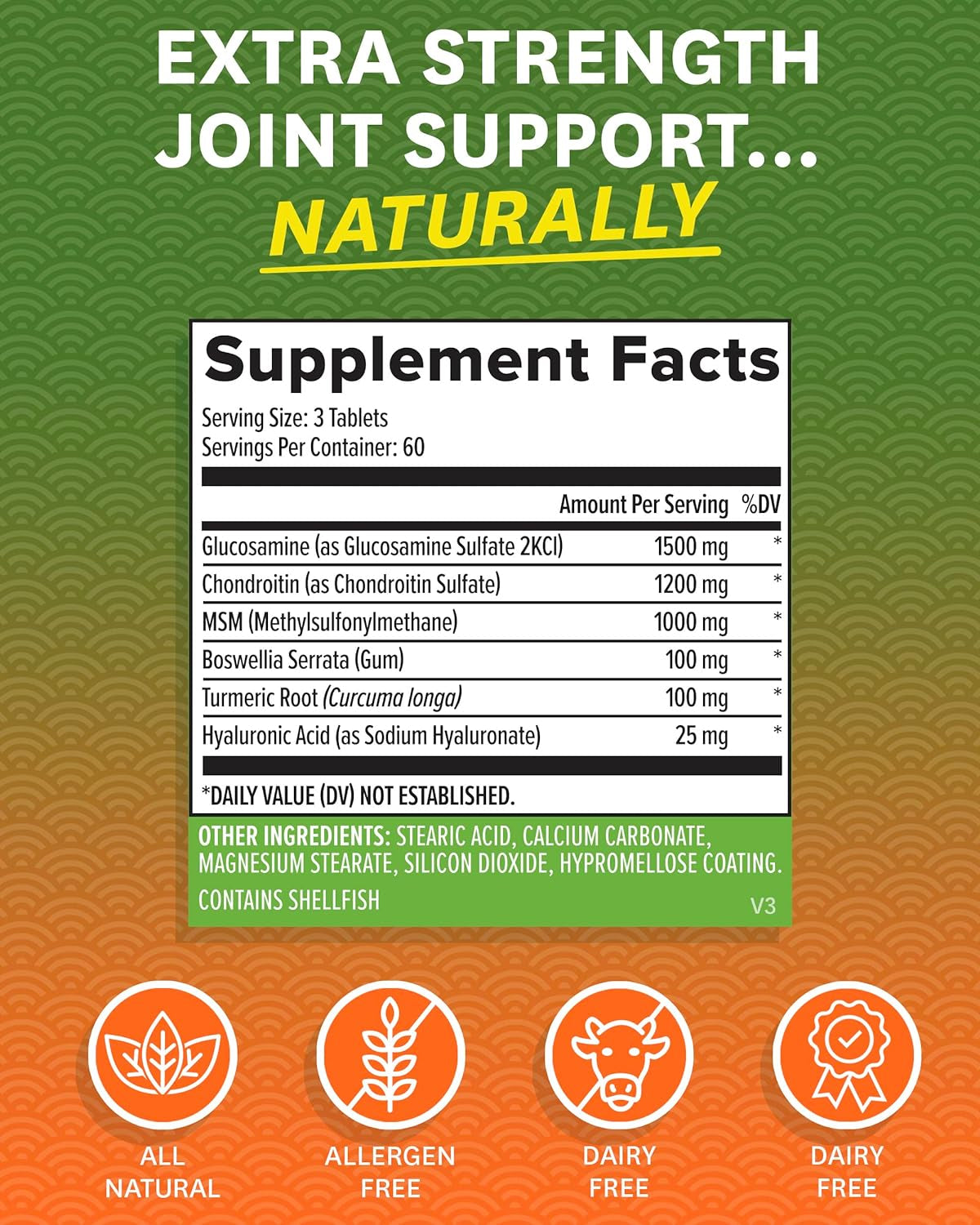 Glucosamine Chondroitin MSM - Joint Support Supplement with Turmeric for Hands, Back, Knee, and Joint Health, Advanced Relief for Bone and Joint Flexibility and Mobility - 180 Capsules