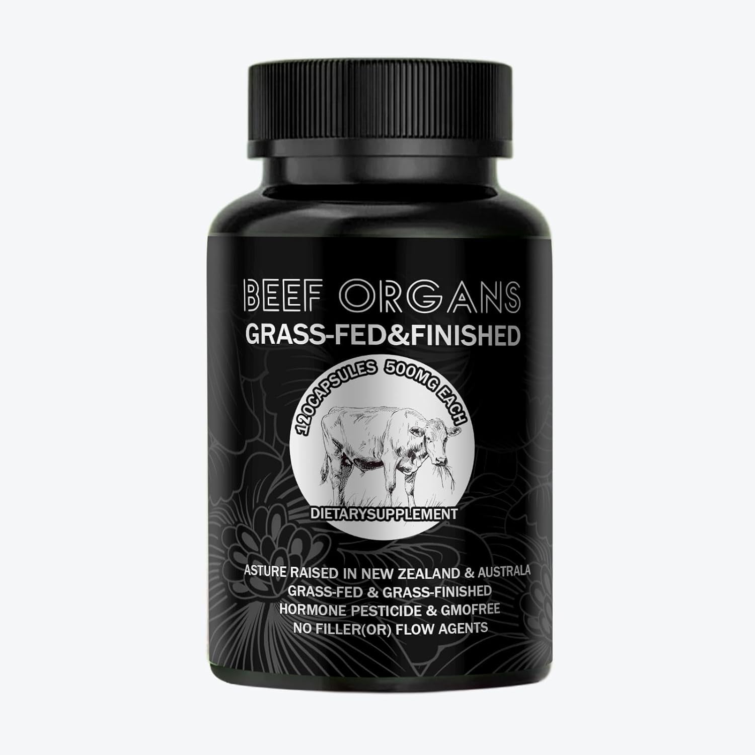 Grass Fed Beef Organ Supplement, Supports Whole Body Wellness with Proprietary Blend of Liver, Heart, Kidney, Pancreas, Spleen, Non-Gmo, 180 Capsules (1) 