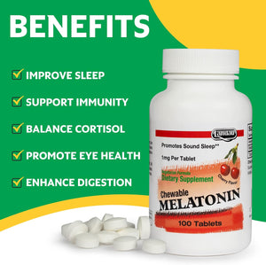 Landau 1Mg Chewable Melatonin – Easy-To-Take Natural Sleep Aid for Men & Women – Our Melatonin Is Kosher & Made in the USA – 100 Tablets, Natural Cherry Flavor