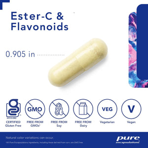 Pure Encapsulations Ester-C & Flavonoids - Vitamin C Supplement for Antioxidants - Immune & Vascular Support* with Calcium & Rutin - Gentle on Digestion - Vegan & Non-Gmo - 90 Capsules