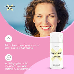 Kojic Acid Face Cream for Dark Spots, Retinol a & Vitamin E Dark Spot Treatment for Women - Anti-Aging & Even Skin Tone – Natural Kojic Acid Cream for Women, 3.4 Oz - 2 Pack 