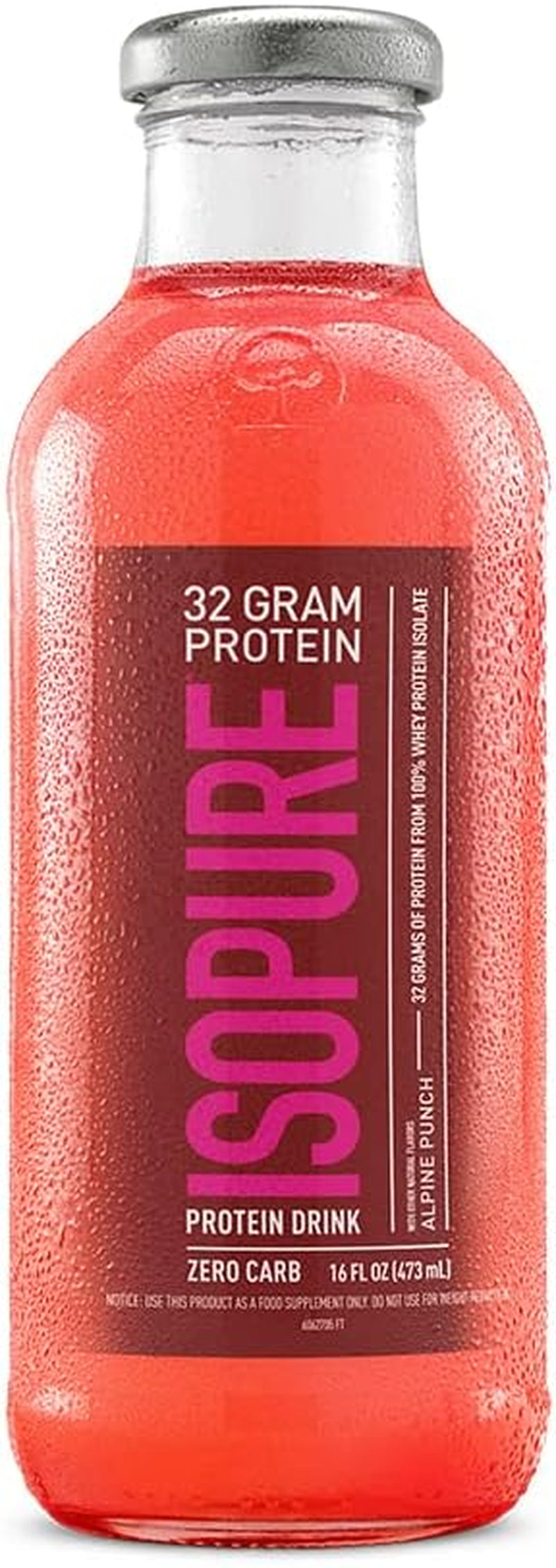 Isopure Zero Carb 32G Protein Ready-To-Drink, Whey Protein Isolate, Alpine Punch, 16 Fl Oz (12 Bottles)