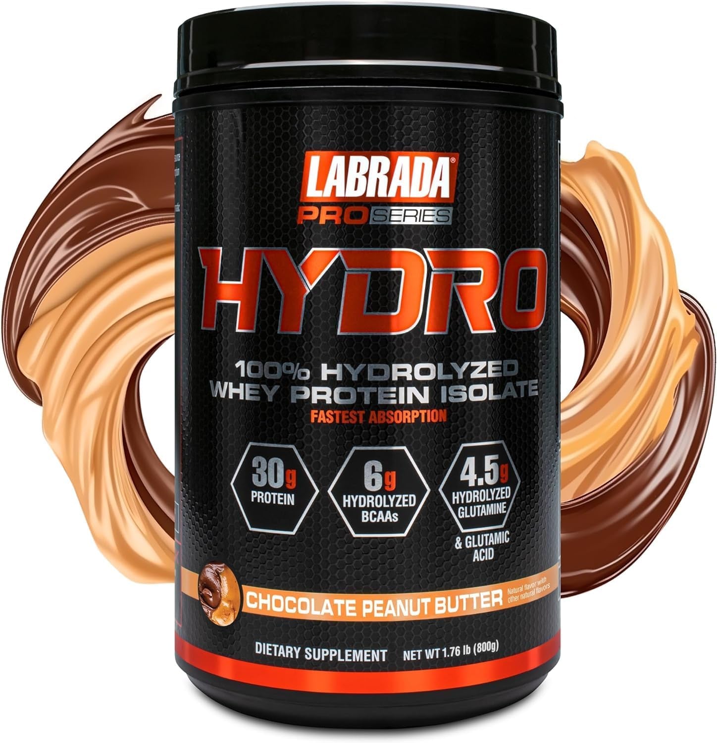 LABRADA HYDRO 100% Pure Hydrolyzed Whey Protein Isolate Powder, Lactose Free, 6G Bcaa’S, 4.5G Glutamine, Fastest Digesting Whey Available, Instant Mixing, Delicious Taste 20 Servings Choc Peanutbutter